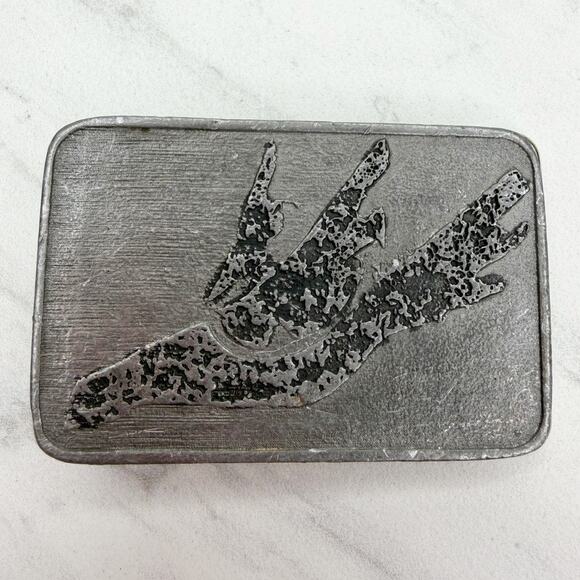 Silver Tone Rectangle Belt Buckle Diving Bird Design ✨ - Picture 1 of 8